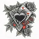 ace and Jack of hearts playing card roses tattoo design idea
