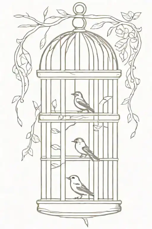 bird cage with door open tattoo design idea