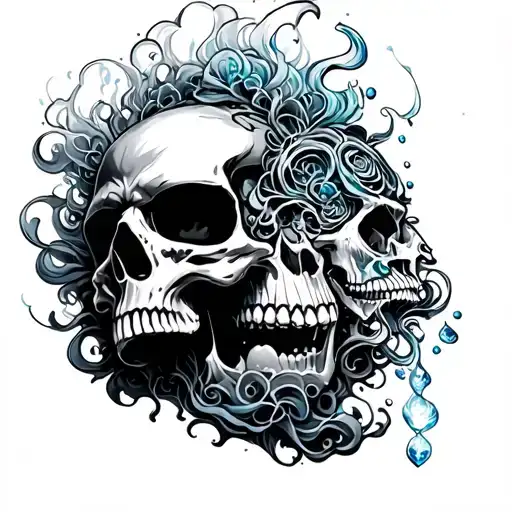 skull and aquamans fosh scale tattoo design idea