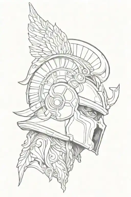 the geek god ares, rams horn helmet tattoo design idea