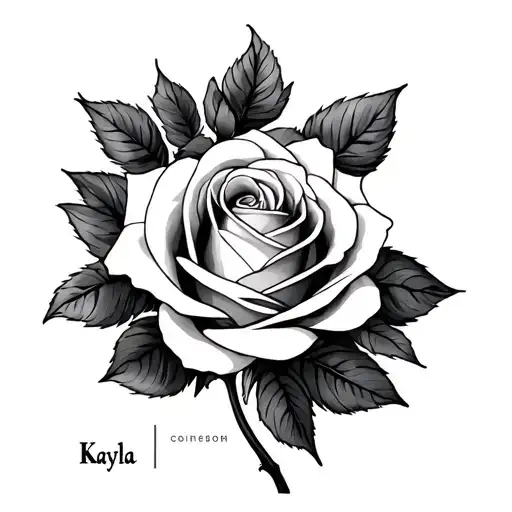 rose with Kayla initial in between them tattoo design idea