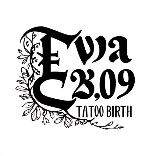 "Eva 28.09 in Roman numerals" "Eva 28.09 in Roman numerals" name with date or birth tattoo design idea