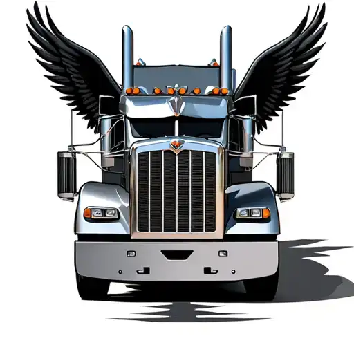 semi truck tattoo design idea