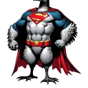 goose wearing a superman costume standing proudly tattoo design idea