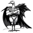 goose wearing a superman costume standing proudly tattoo design idea
