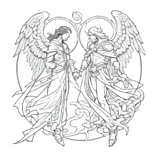 Gabriel and Azrael archangel of souls tattoo design idea