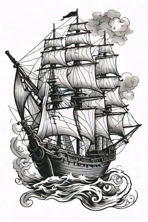 Ship similar to the Black Pearl tattoo design idea