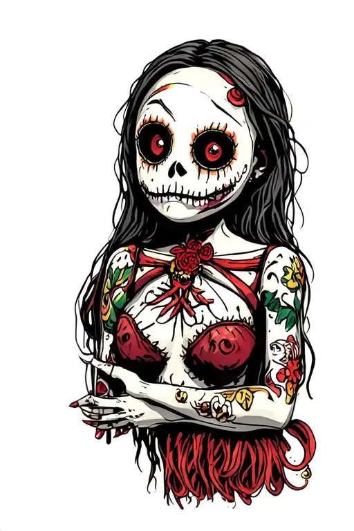 voodoo dolls peeking tattoo design idea