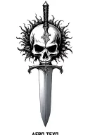 "AFRO" Sharp long dagger with runes shaded skull head tattoo design idea