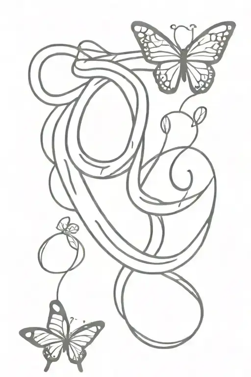 snake and butterfly and Gemini  tattoo design idea