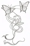 snake and butterfly and Gemini  tattoo design idea