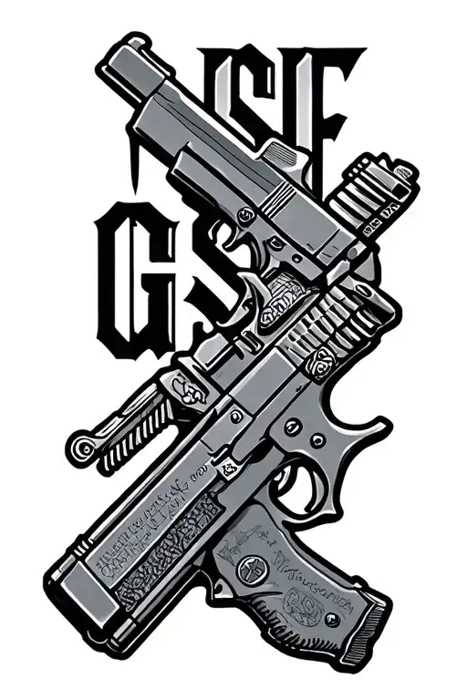 Joints and guns and with the letters GSF tattoo design idea