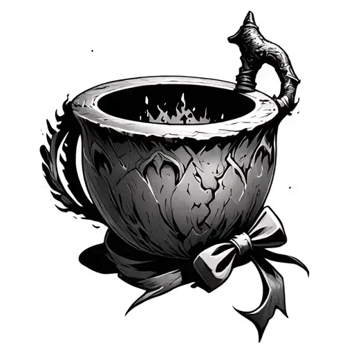 a doom eternal crucible with a bow tied on the handle  tattoo design idea