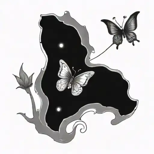 leo constellation with butterfly colon cancer awareness ribbon tattoo design idea