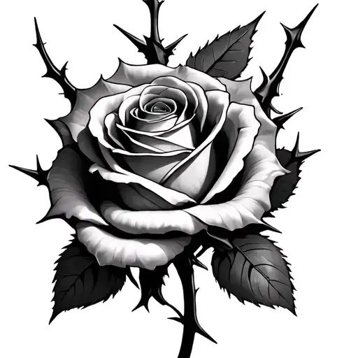 rose with thorns with Nicole wrapped in it  tattoo design idea