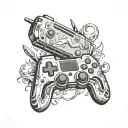 A mobile game controller designed as a kitchen knife, blending your interest in mobile games and cooking tattoo design idea