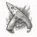 A mobile game controller designed as a kitchen knife, blending your interest in mobile games and cooking tattoo design idea