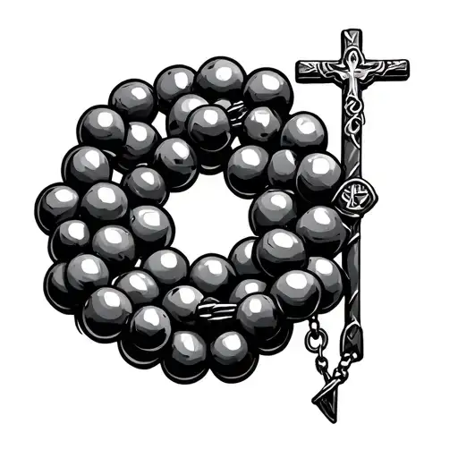 simple whrist rosary beads wrapped round tattoo design idea