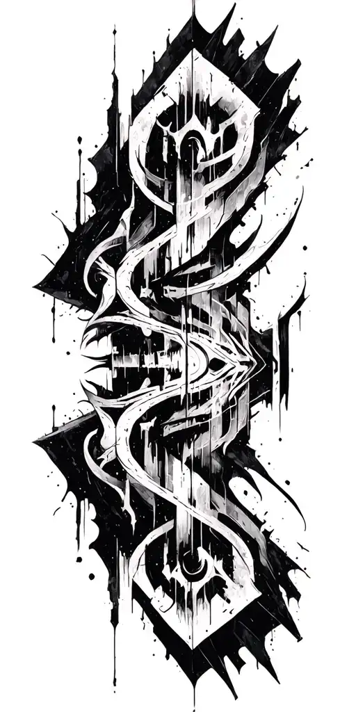 cyber sigilism gothic brutalism bold abstract dynamic tattoo design idea