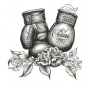 a boxer tattoo, a boxing glove with a flower or more and write Philippians 4:13 tattoo design idea