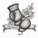a boxer tattoo, a boxing glove with a flower or more and write Philippians 4:13 tattoo design idea