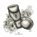 a boxer tattoo, a boxing glove with a flower or more and write Philippians 4:13 tattoo design idea