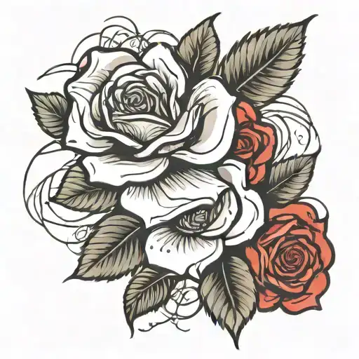 red rose intertwined tattoo design idea