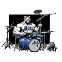 cool tiger with an ak47 and awesome pecs and a worm best friend and he is playing the drums the whole mets team is there tattoo design idea