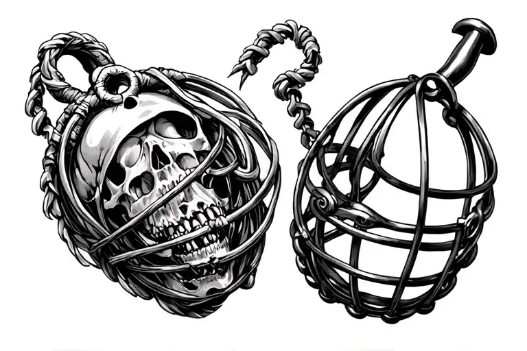 Male chastity cage tatoo for the pubic area. tattoo design idea