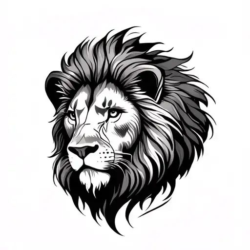 lion and fine line tattoo tattoo design idea