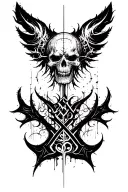 Raw Blackwork Cyber Sigils Gothic Lettering Anatomical Brush Strokes Bold High Contrast Full-BodyHorror tattoo design idea