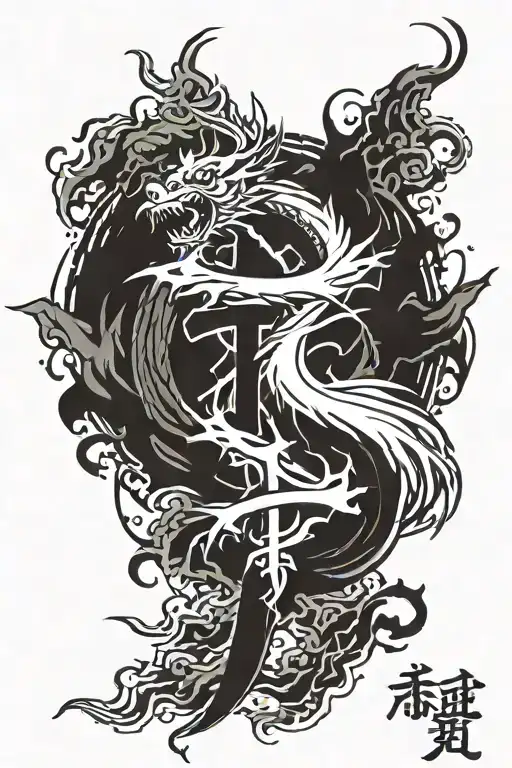 kyokushin karate kanji with strength; fighter; discipline and respect tattoo design idea
