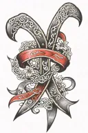 traditional cancer ribbon that represents lung, breast, prostate, colon, skin, thyroid and throat cancers tattoo design idea