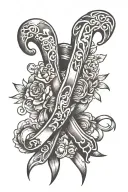 traditional cancer ribbon that represents lung, breast, prostate, colon, skin, thyroid and throat cancers tattoo design idea