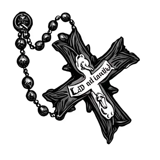 make me a tatto of a rosary wrapped around a finger with the words LLD in the cross tattoo design idea
