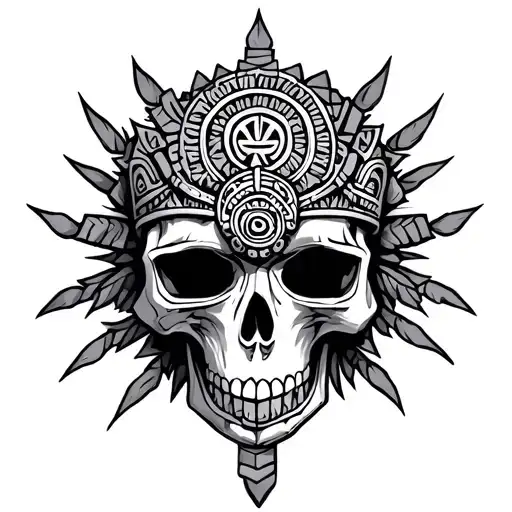 Aztec Skull tattoo design idea