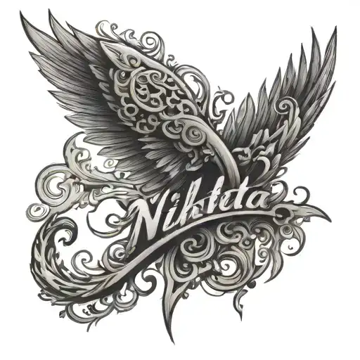 an unclear tattoo with name - nikita tattoo design idea