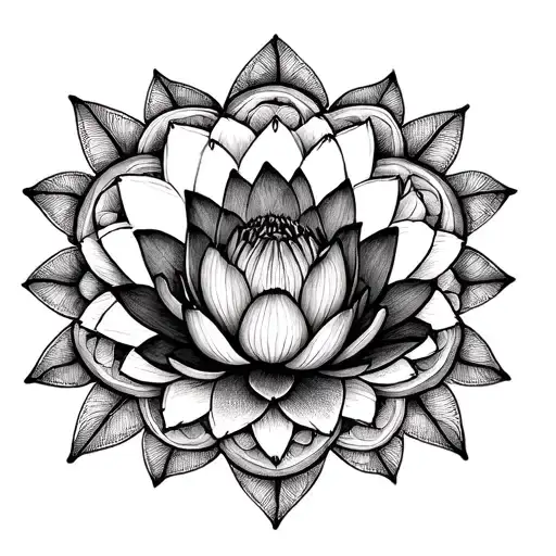 lotus flower mandala design incorporating elements tattoo design idea