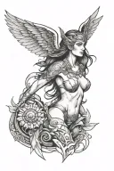 Nude Valkyrie tattoo design idea