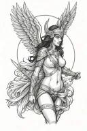 Nude Valkyrie tattoo design idea