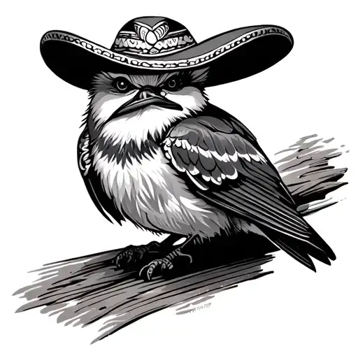 mexican kookaburra wearing a wide brim tattoo design idea