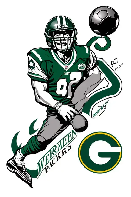 Logos of Green Bay Packers and soccer team Werder Bremen mixed up in a stoner tattoo tattoo design idea