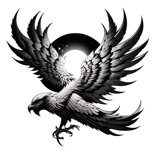 phoenix with sun and moon tattoo tattoo design idea