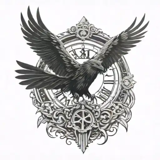 vegvisir tombstone style raven tattoo design idea