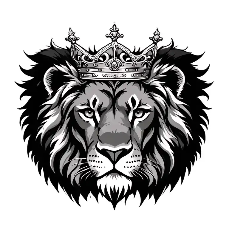 lion with crown tattoo design idea