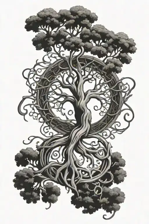 Celtic and Norse tree of life tattoo design idea