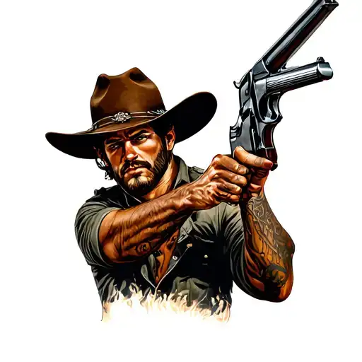 Cowboys gunfire tattoo design idea