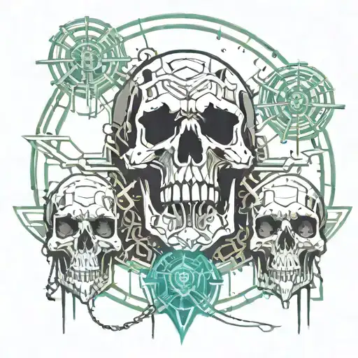 evil skulls graveyard scene tattoo tattoo design idea