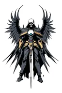 nu gundam grim reaper with wings tattoo design idea