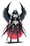nu gundam grim reaper with wings tattoo design idea